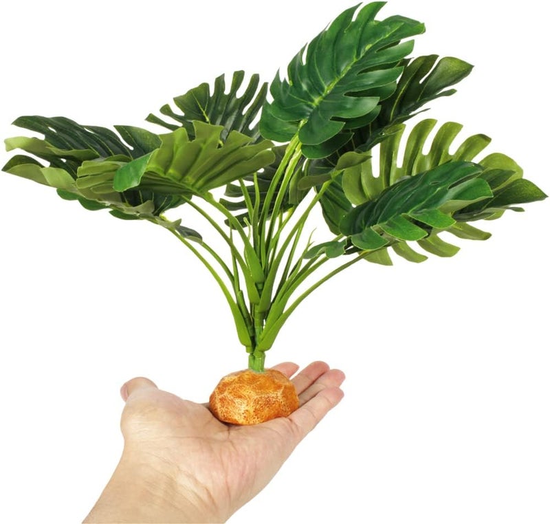 WOLEDOE Fake Monstera Plants, Reptile Terrarium Decor, Bearded Dragon Tank Accessories fit Crested Gecko Leopard Lizard Chameleon Ball Python Snake Frog - Image 3
